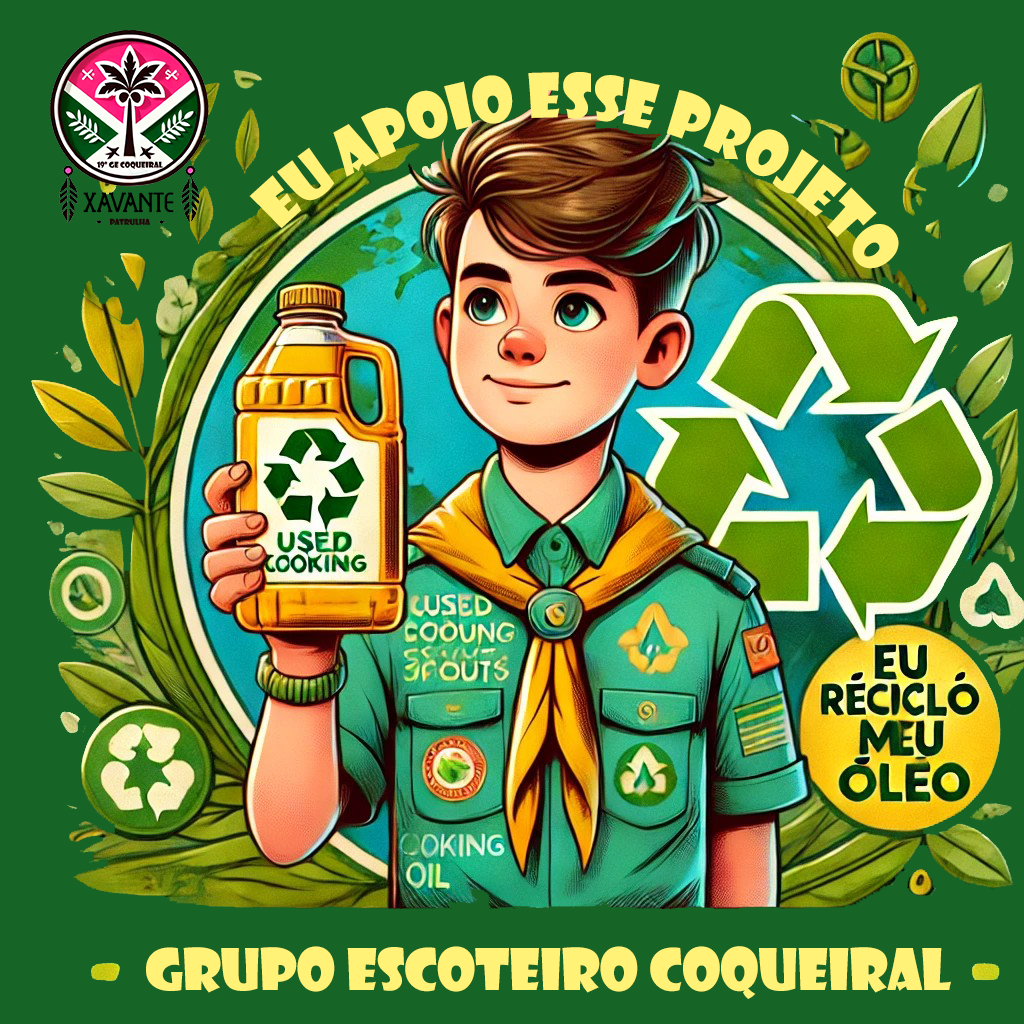 meio ambiente, reciclagem, óleo de cozinha, logística reversa, escotismo, jovens, aracruz, grupo escoteiro coqueiral